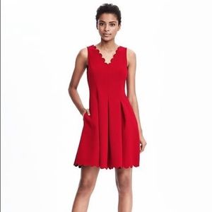 Banana Republic red scalloped dress
